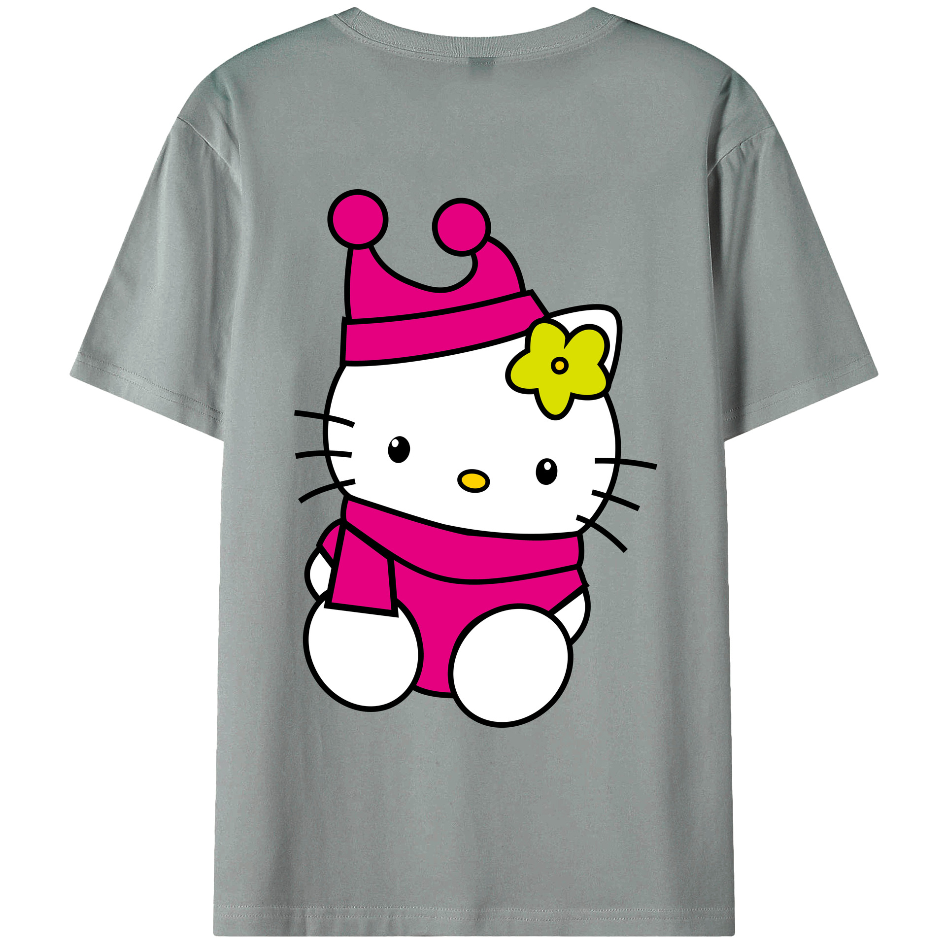 （画像用） Hello Kitty ハローキティ 綿100％ メンズ半袖Tシャツ（バックプリント） 通気性